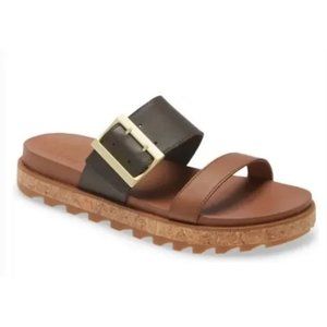 Sorel Roaming Leather Slide Sandal in Velvet Tan NWB Size 7